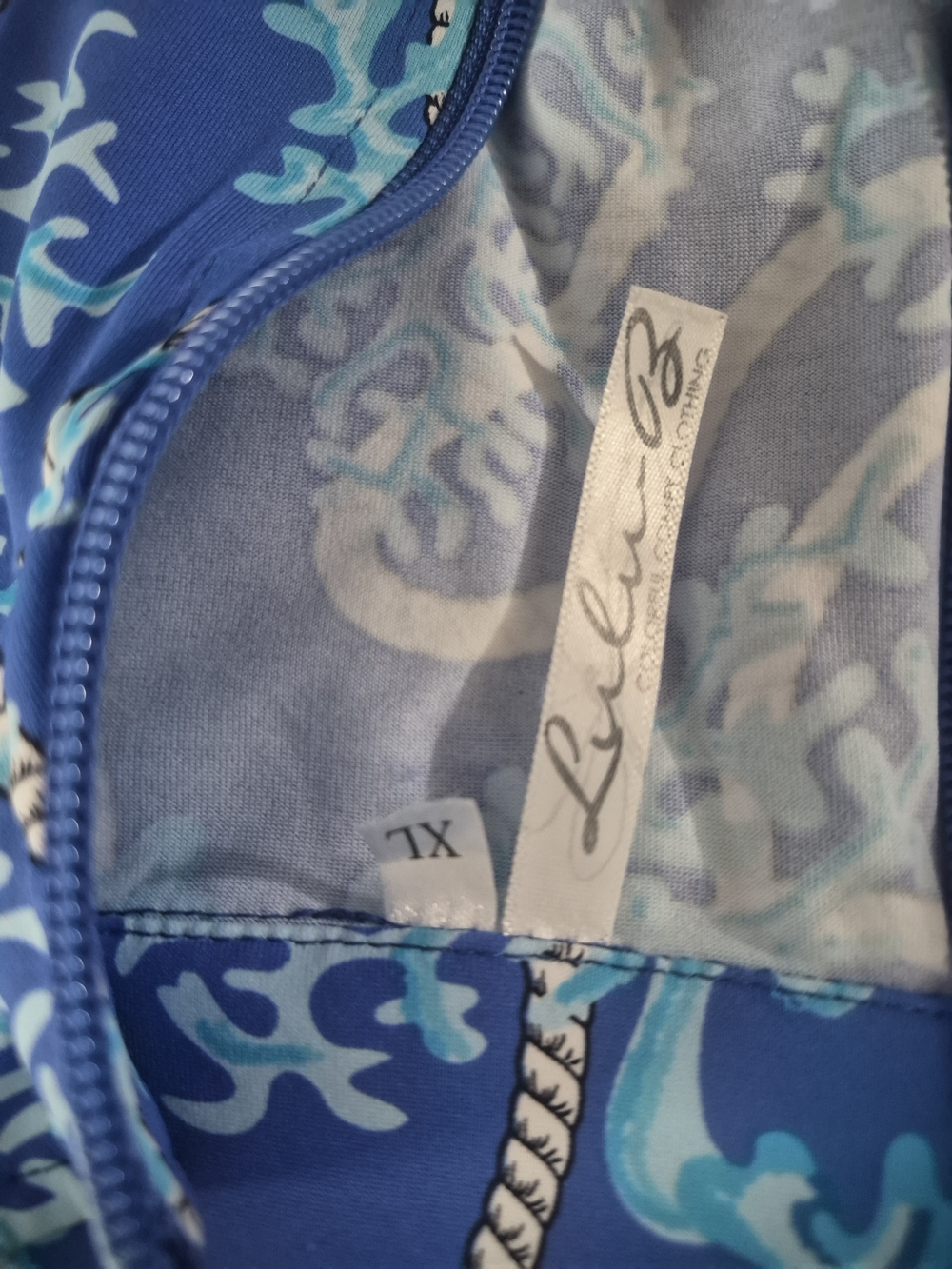Lulu-B Blue Patterned Zip-Front Bomber Jacket - Picture 6 of 8
